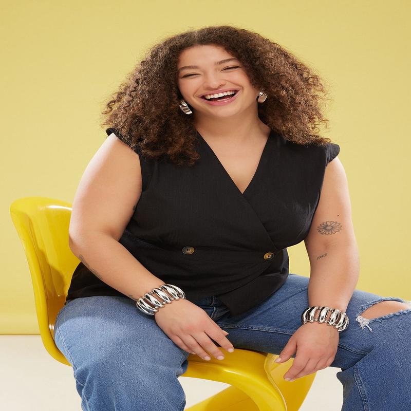 Curve Women's Plain Sleeveless Regular Plus Size Blouse