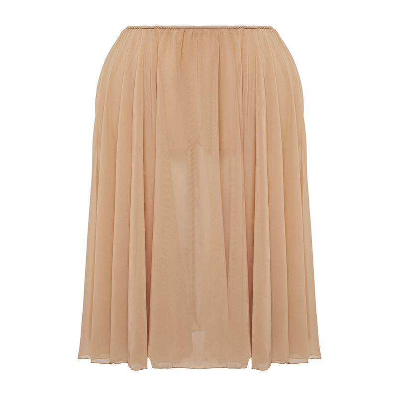 Women's Beige Plain Midi A-Line Skirt
