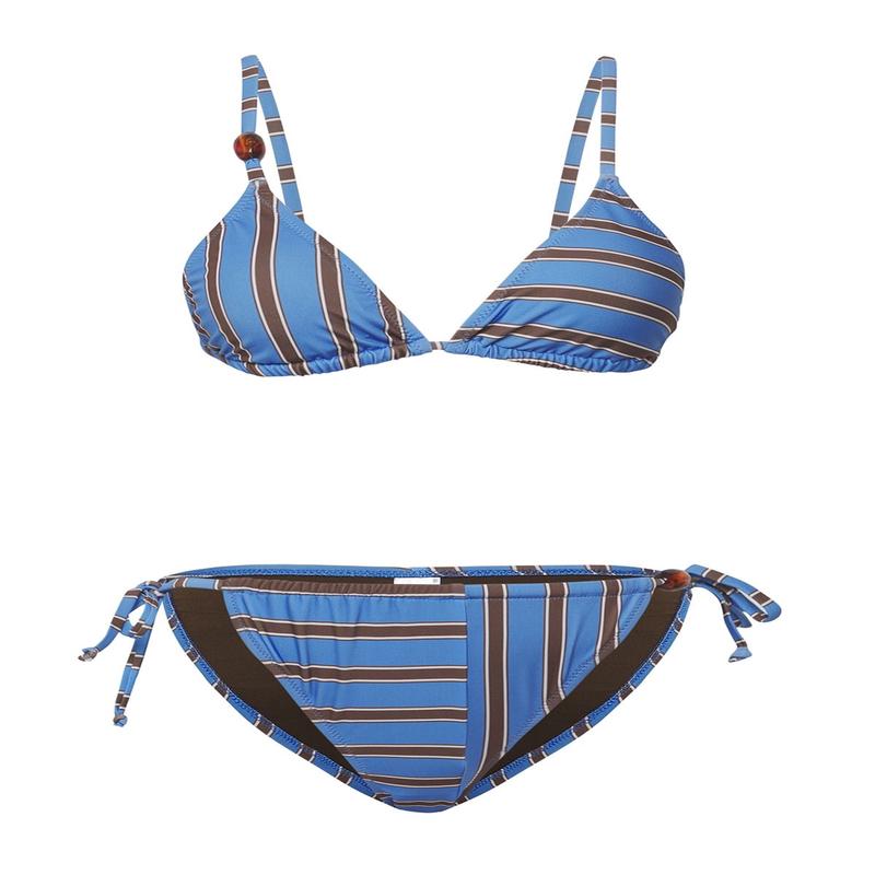 Women's Multi-Colored Striped Removable Cup Bikini Set