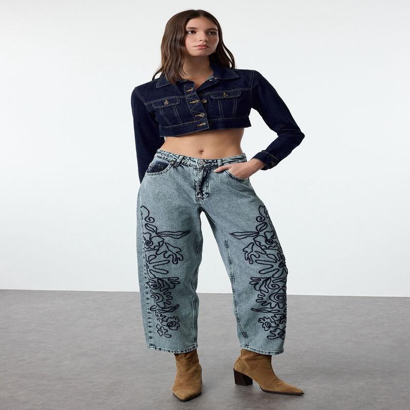 Women's Straight Balloon High Waist Jeans