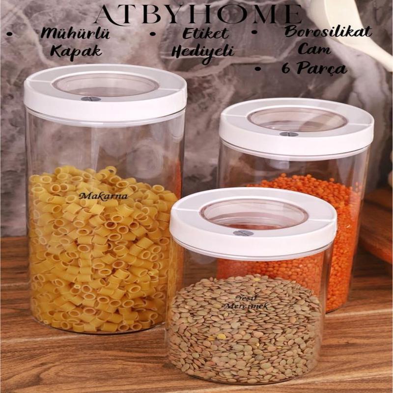 Lengo 3-Piece 1200-1600-2000 Ml Sealed Vacuum Borosilicate Glass Food Storage Jar