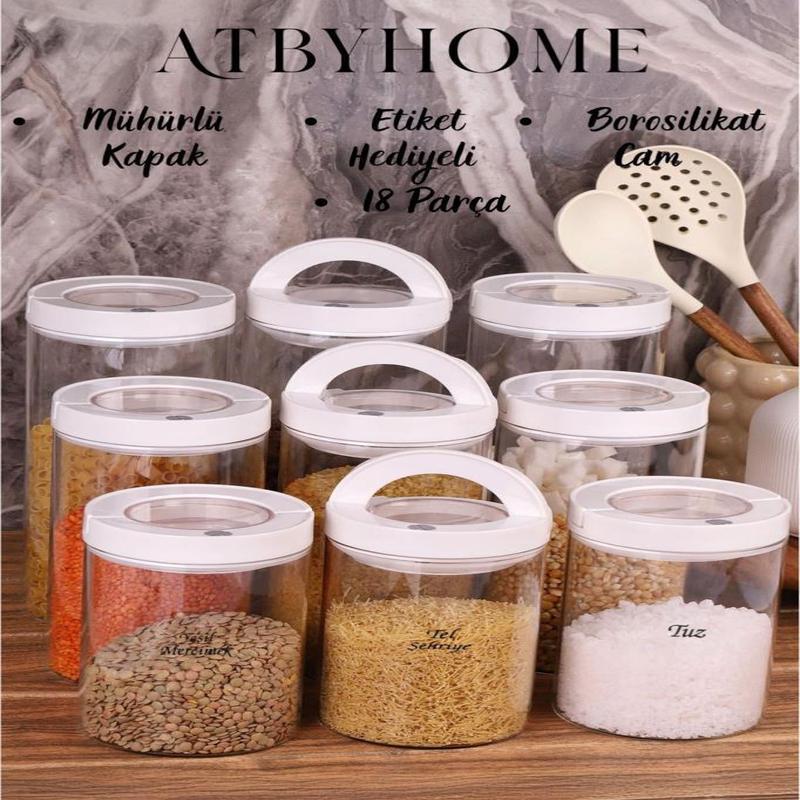 Lengo 9-Pack 1200-1600-2000 Ml Sealed Vacuum Borosilicate Glass Food Storage Jar