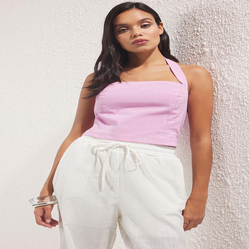 Women's Navy Blue Straight Sleeveless Slim Fit Blouse