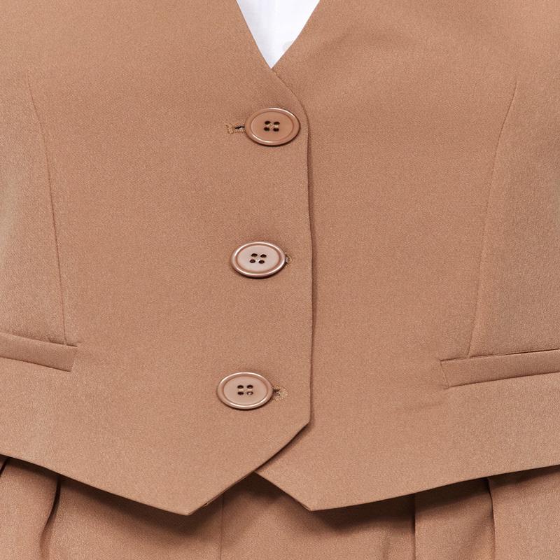 Modest Women's Brown Straight Zero Sleeve Casual/casual Relaxed Hijab Top-Upper Set