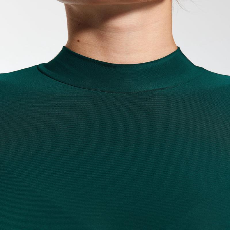 Women's Green Straight Maxi Long Sleeve Day / Night Slim Dress