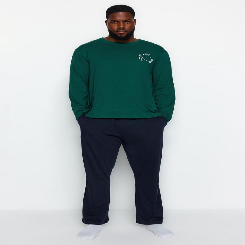 MAN Men's Animal print Long sleeve Homewear Regular fit Plus Size Pajama Set