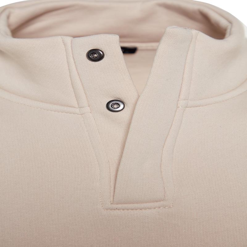 MAN Men's Beige Color Block Long Sleeve Oversized Sweatshirts