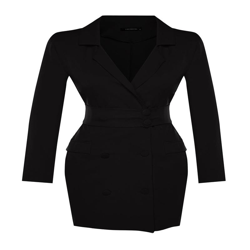 Women's Black Straight Mini Long Sleeve Business Regular Dress