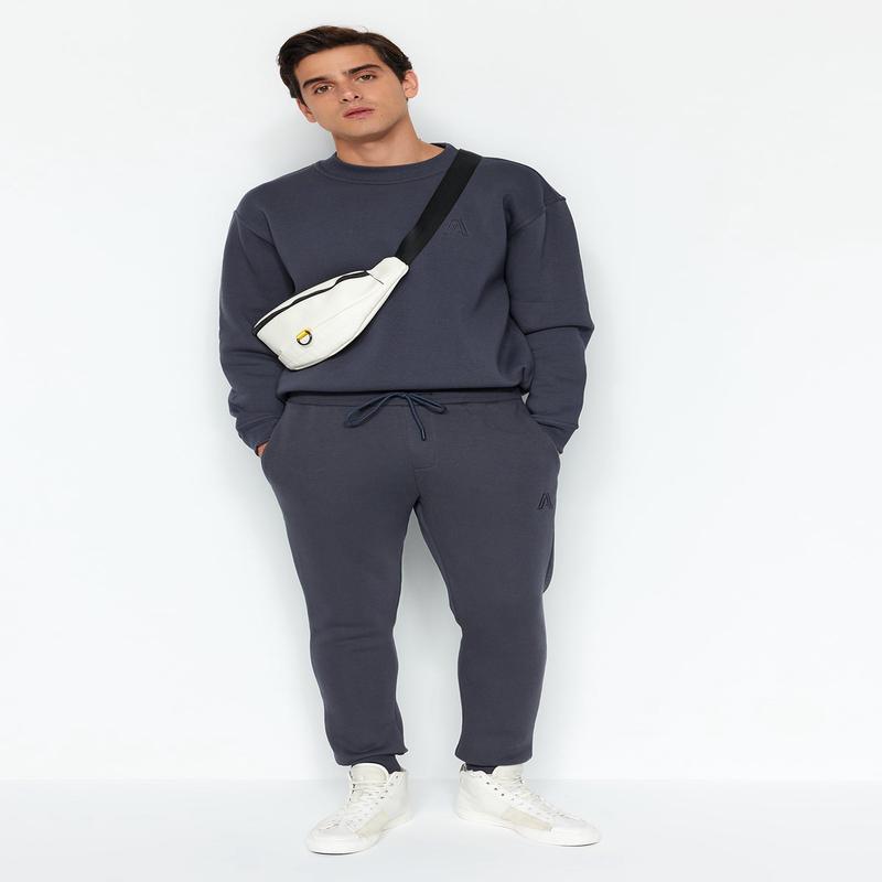 MAN Men's Gray Motto Regular Waist Sweatpants