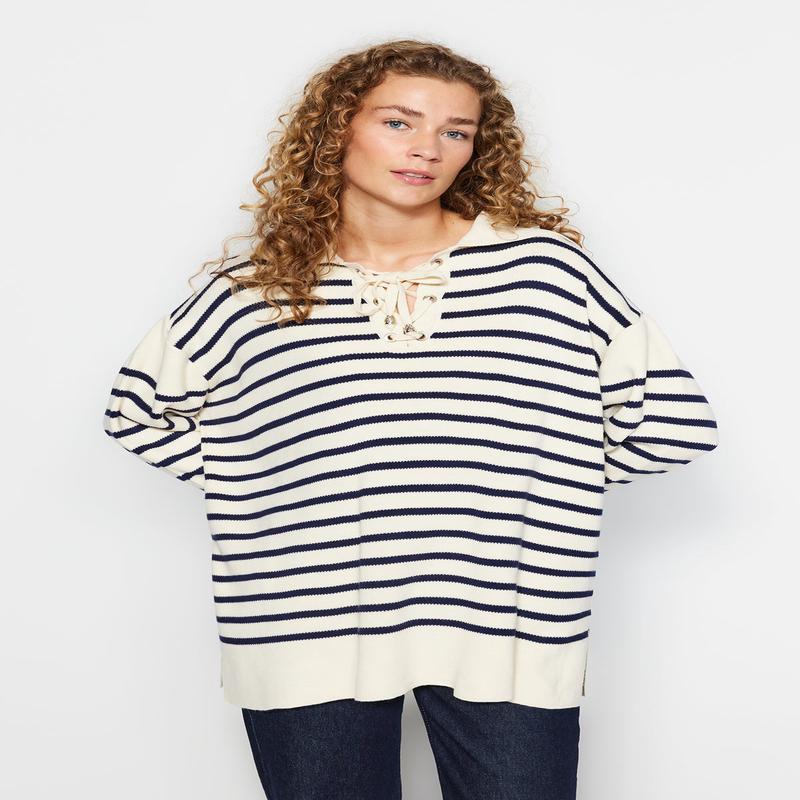 Modest Women's STRIPED Long Sleeve Regular Hijab Sweater