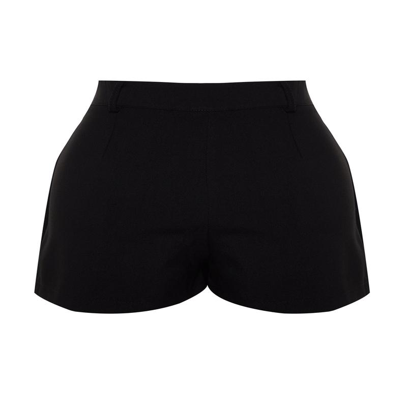 Women's black Straight High Waist Shorts & Bermuda