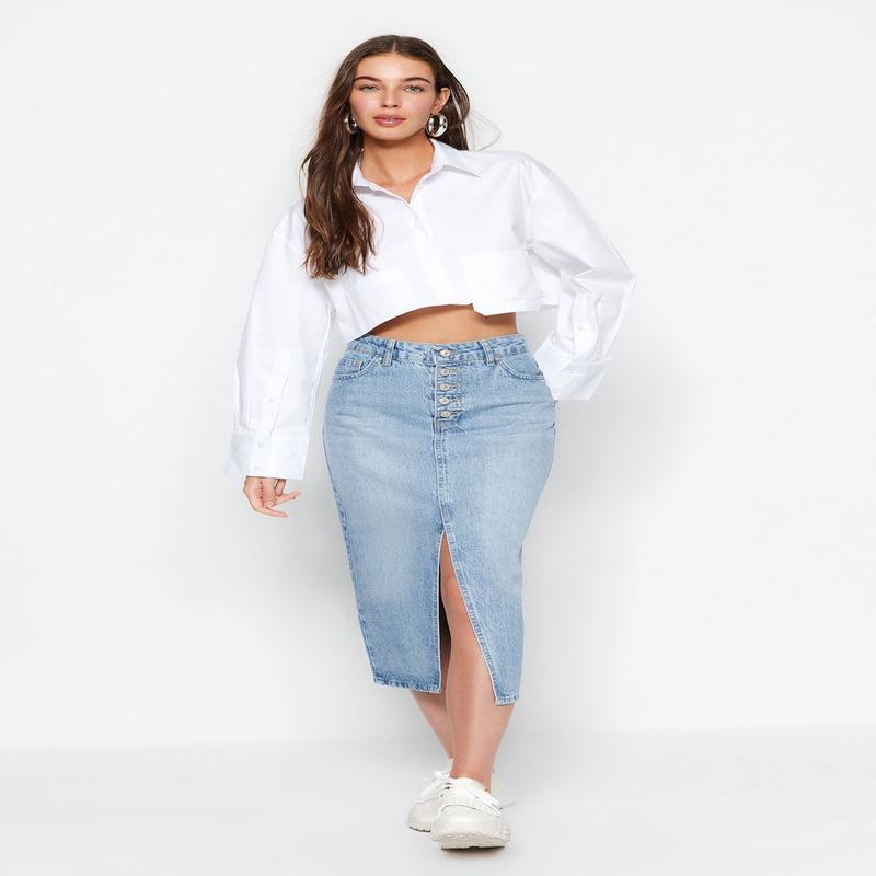 Women's Plain Midi A-Line Skirt