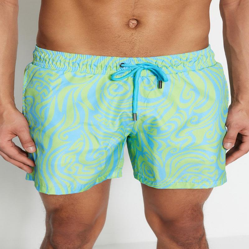 Man Men's White Abstract Swim Shorts