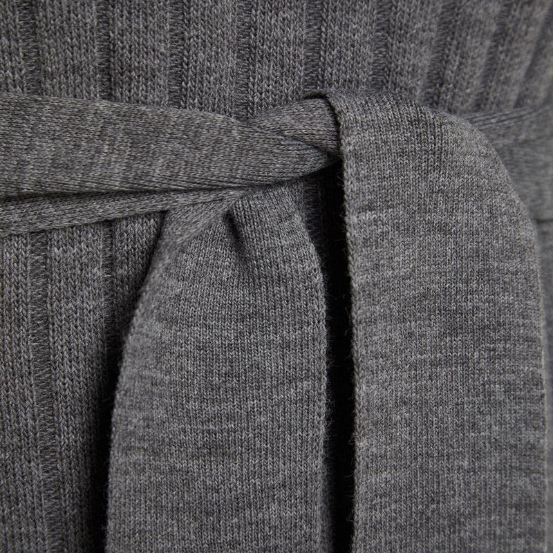 Modest Women's Gray Plain Maxi Long sleeve Casual Relaxed fit Dress