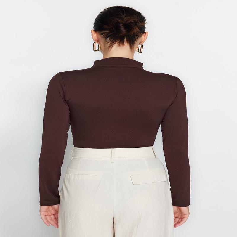 Women's Plain Long sleeve Slim fit Bodysuit