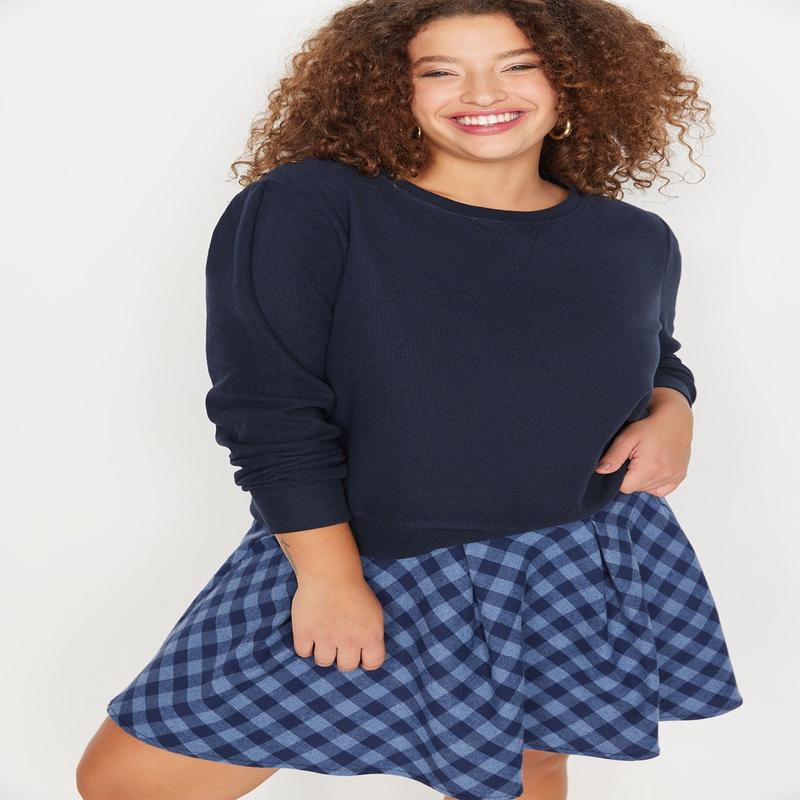 Curve Women's Beige Plain Long sleeve Regular fit Plus Size Sweatshirt