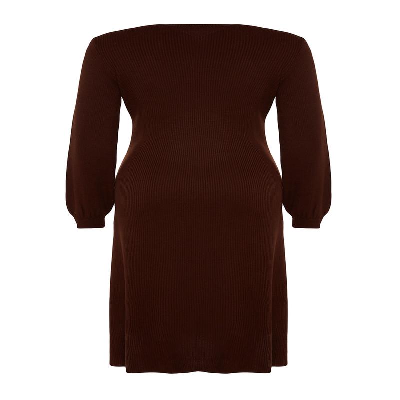 Curve Women's Plain Midi Long sleeve Casual Slim fit Plus Size Dress