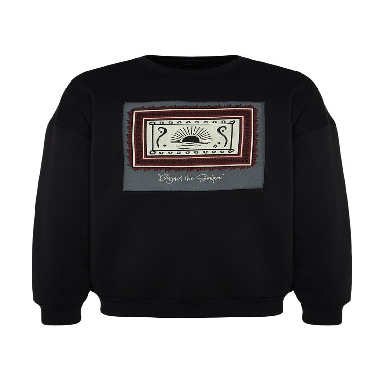 Man Men's Ethnic Pattern Long Sleeve Oversize Sweatshirt
