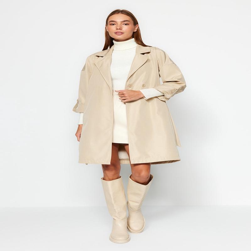 Women's Plain Regular fit Trench Coat