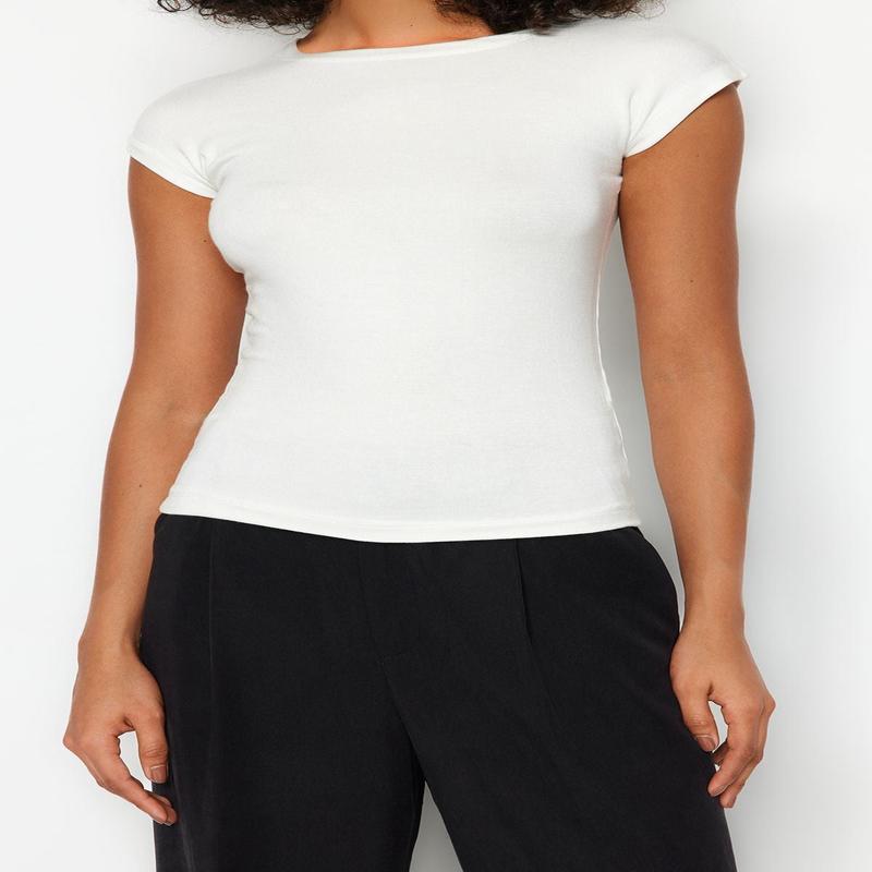 Women's Plain Short Sleeve Slim Fit Blouse