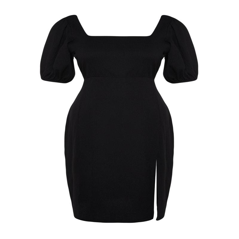 Curve Women's Plain Midi Short sleeve Casual Slim Plus Size Dress