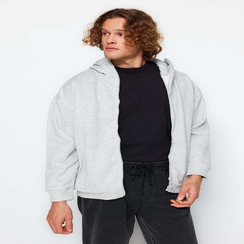 Man Men's Black Plain Long Sleeve Oversize Sweatshirt