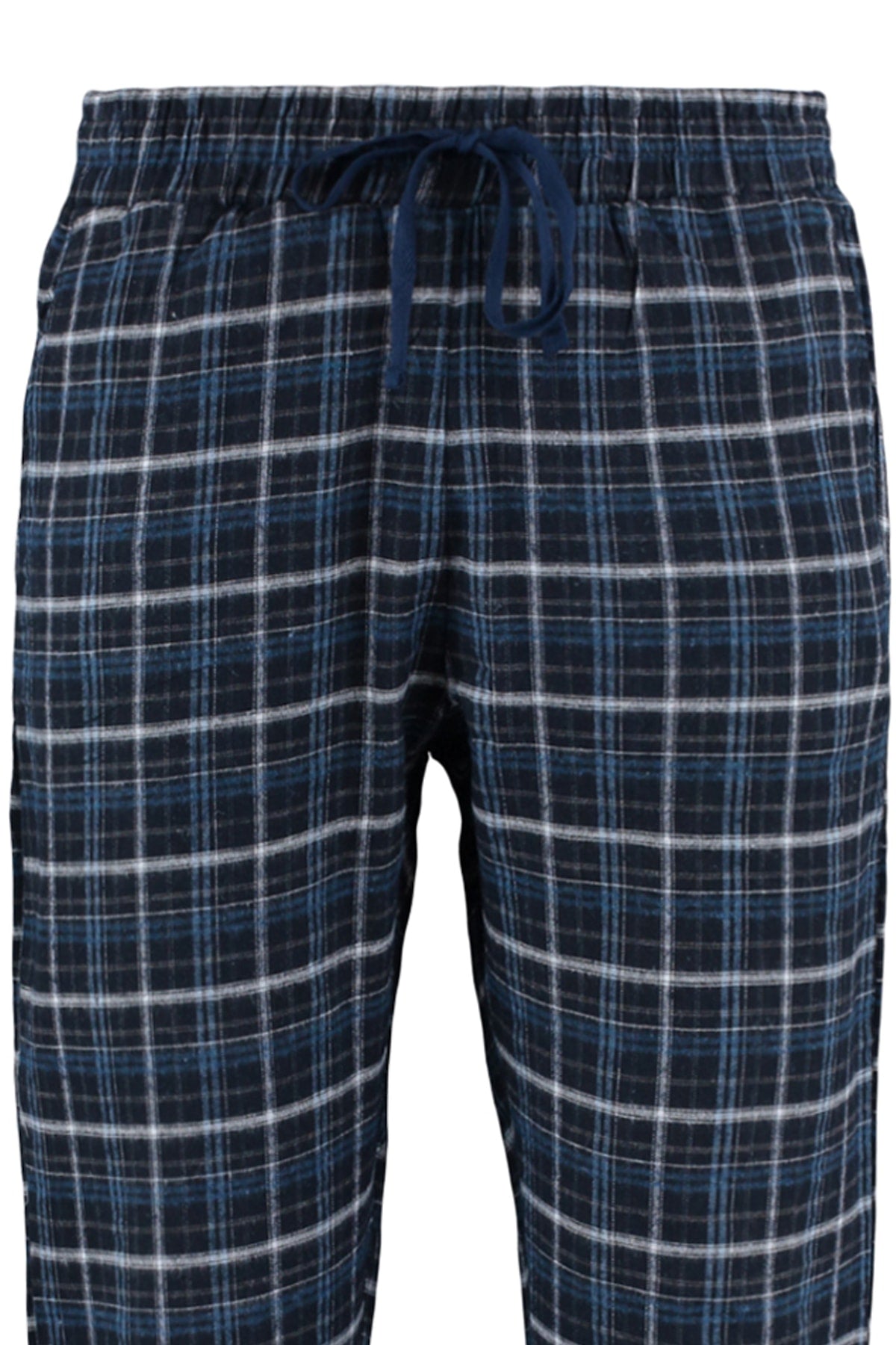 Man Men's Dark Blue Plaid Regular Fit Normal Waist Pajama Bottoms