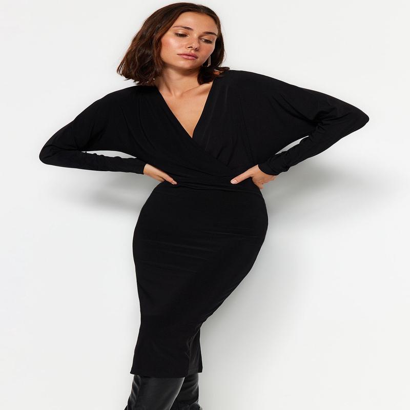 Women's Plain Midi Long sleeve Business Slim fit Dress