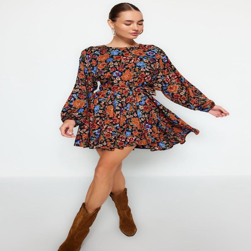 Women's Floral Mini Long Sleeve Casual/Casual Regular DRESS
