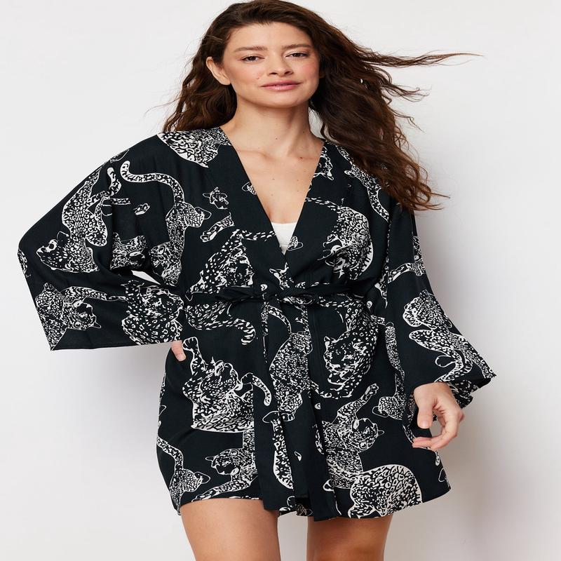 Women's Gray Animal Dressing Gown