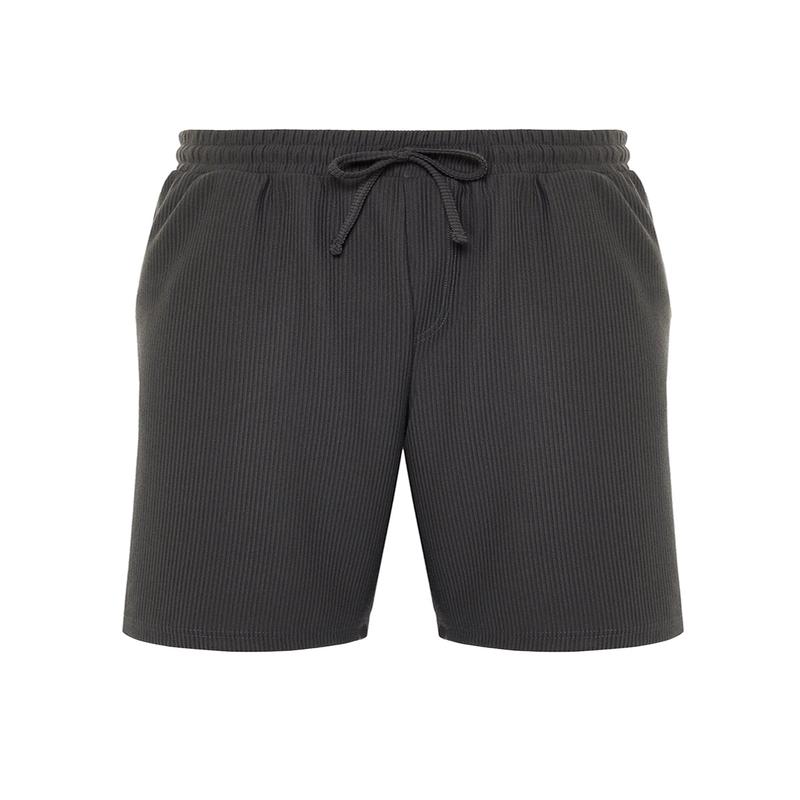 Man Men's Gray Plain Oversize Regular Waist Shorts & Bermudas