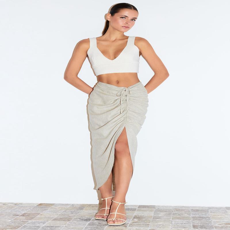 Women's Plain Midi Asymmetric Skirt
