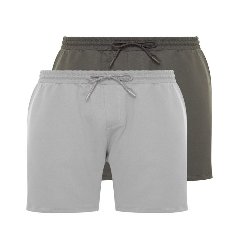 Man Men's Gray Plain Regular Regular Waist Shorts & Bermudas