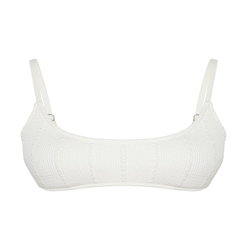 Women's Ecru Plain Throw Cup Bikini Top