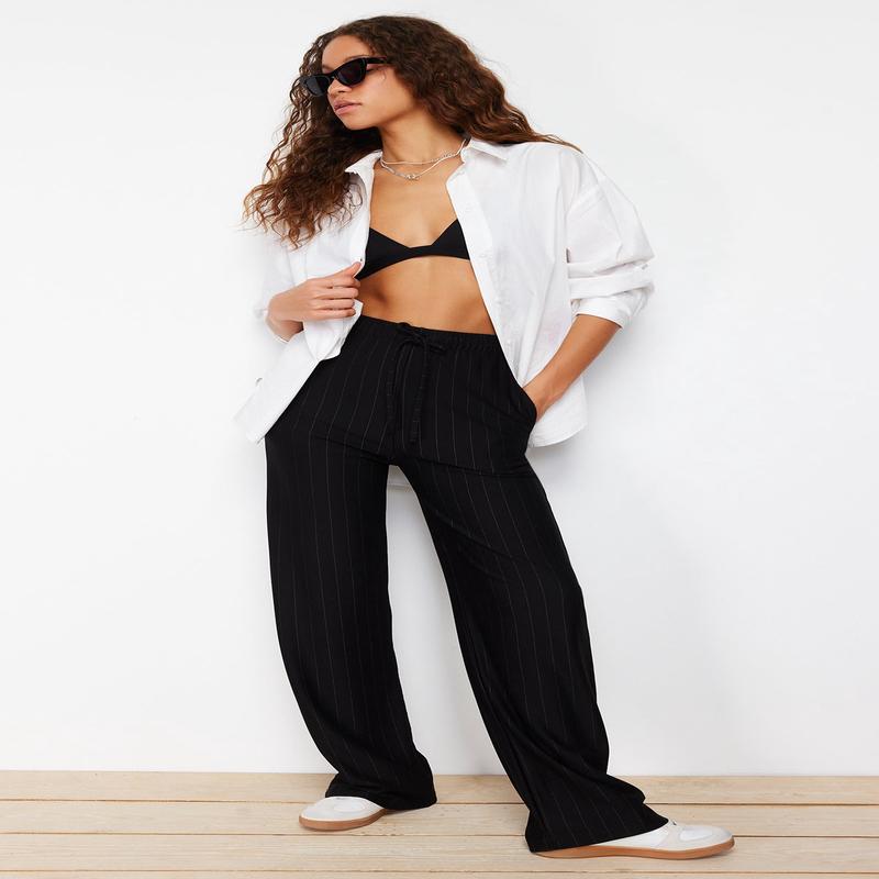 Women's Striped High Waist Trousers