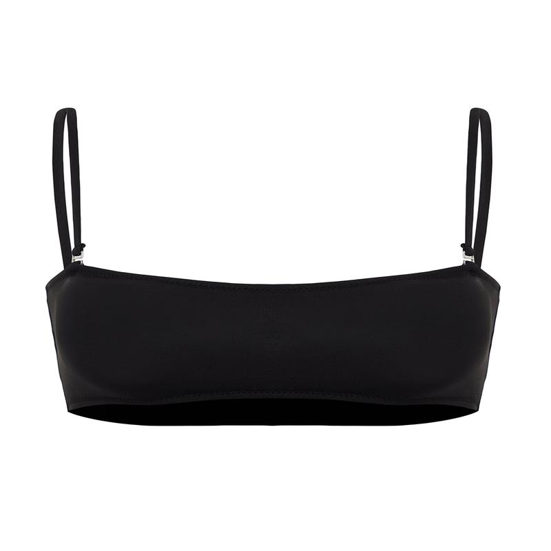 Women's Black Plain Throw Cup Bikini Top
