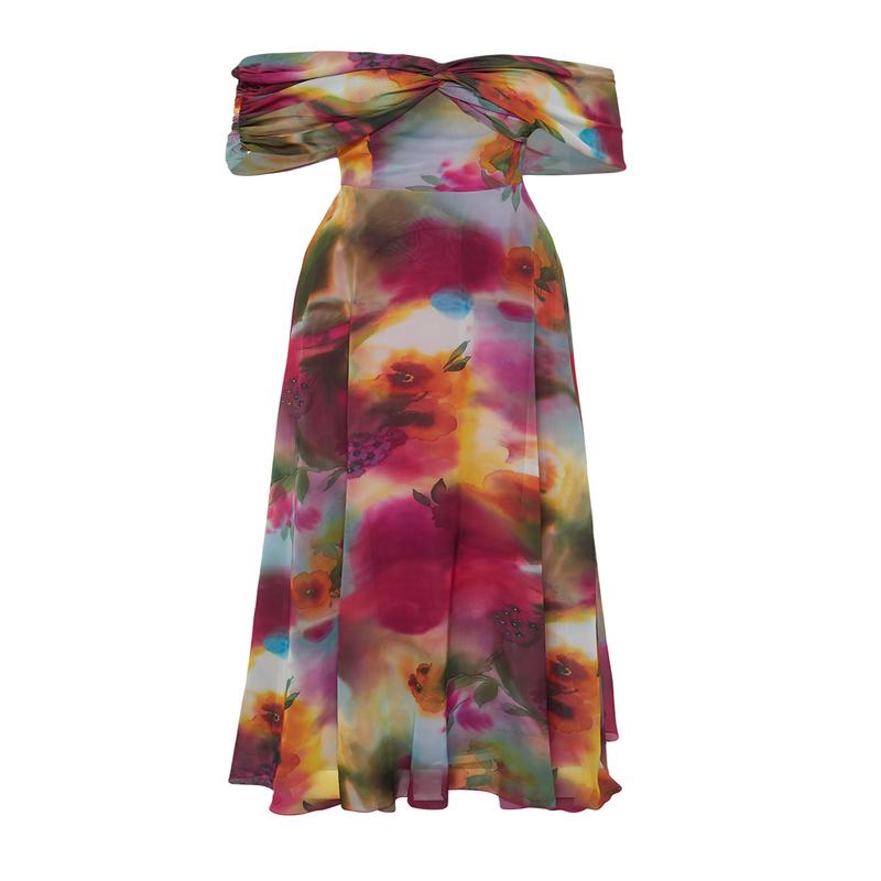 Women's Floral Maxi Sleeveless Prom Fitted Evening Dress & Prom Dress