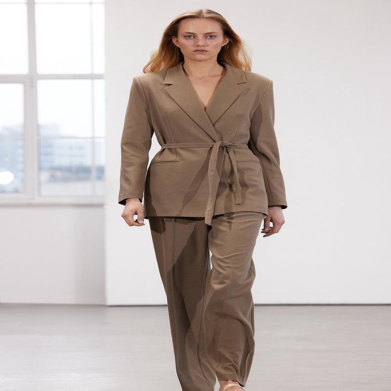 Women's Gray Plain Long Oversize Blazer