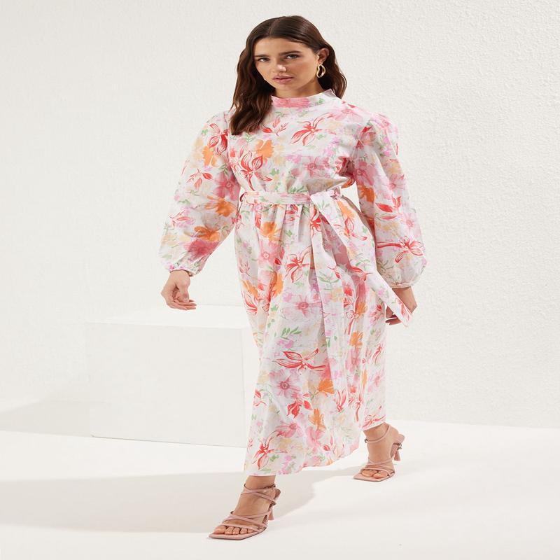 Modest Women's Geblmt Long Long Casual Fitted Modest Dresses