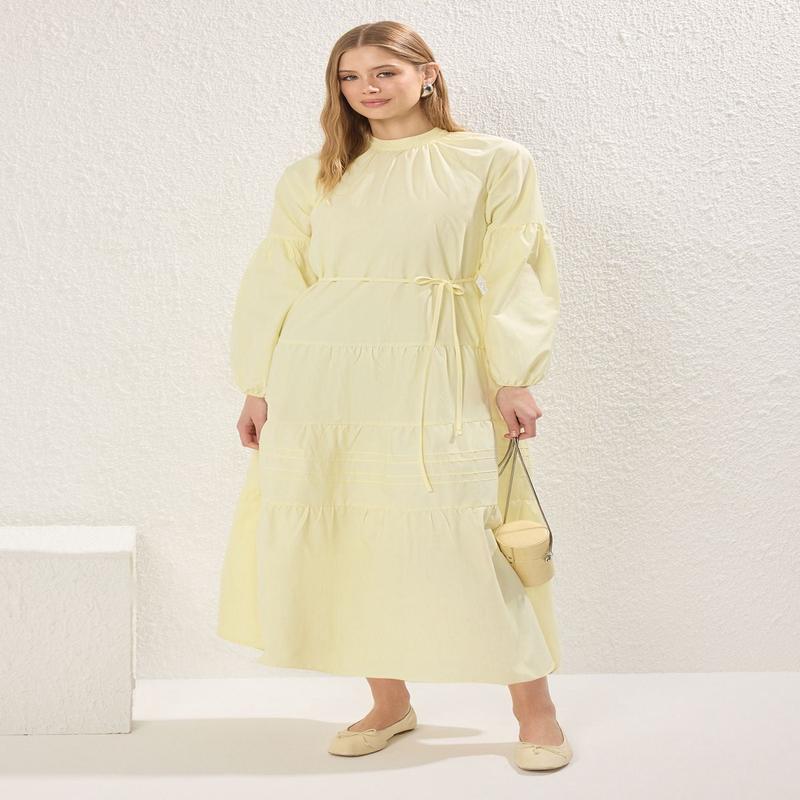 Modest Women's Yellow Straight Long Long Casual/daily Relaxed Hijab Dress