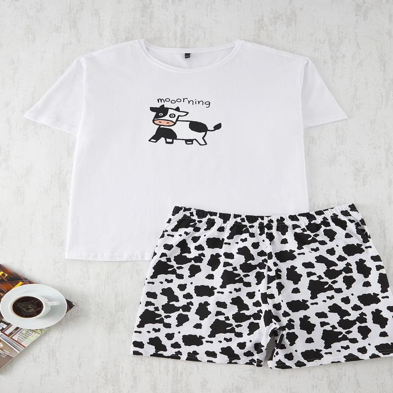 Curve Women's Ecru Animals Short Regular Plus Size Pajama Set