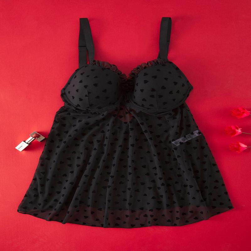 Curve Women's Heart Fixed Vessel Plus Size Babydoll