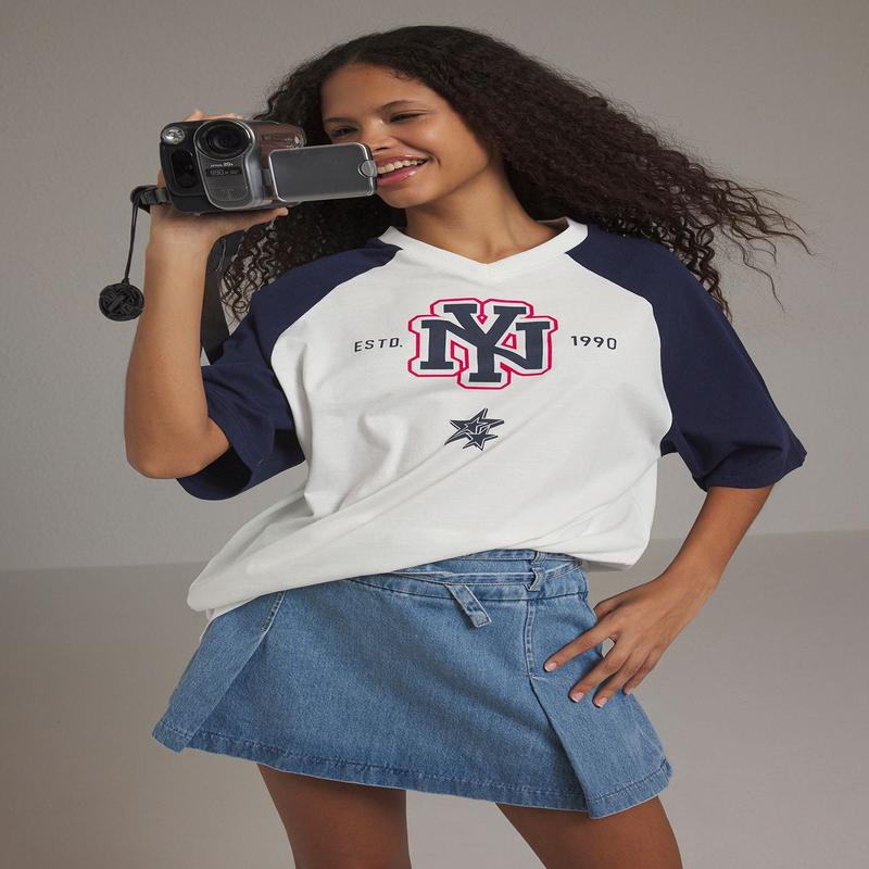 Women's Ecru Slogan Short Oversized T-Shirt