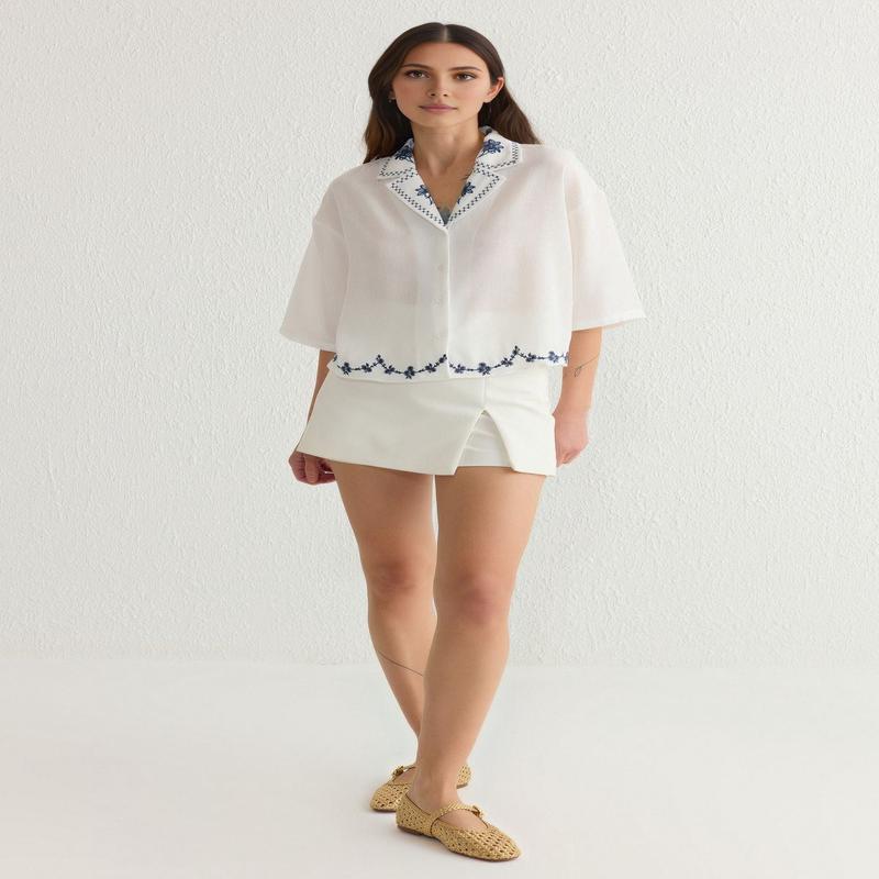 Women's Plain Three-Quarter Sleeve Regular Shirt