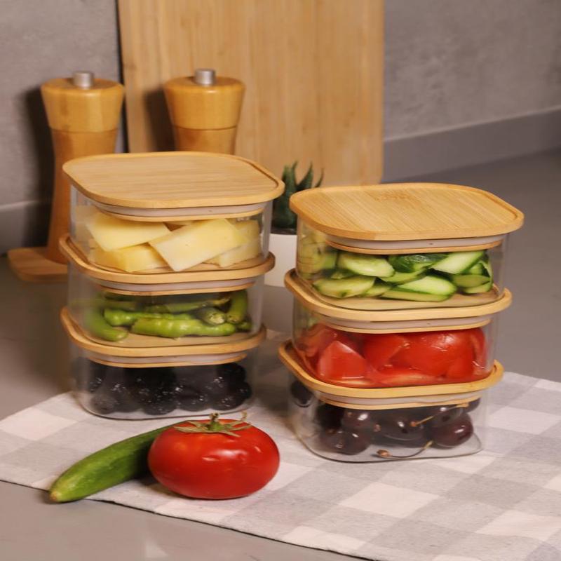 Duo 400Ml 6-Piece Glass Breakfast Set With Bamboo Vacuum Lid
