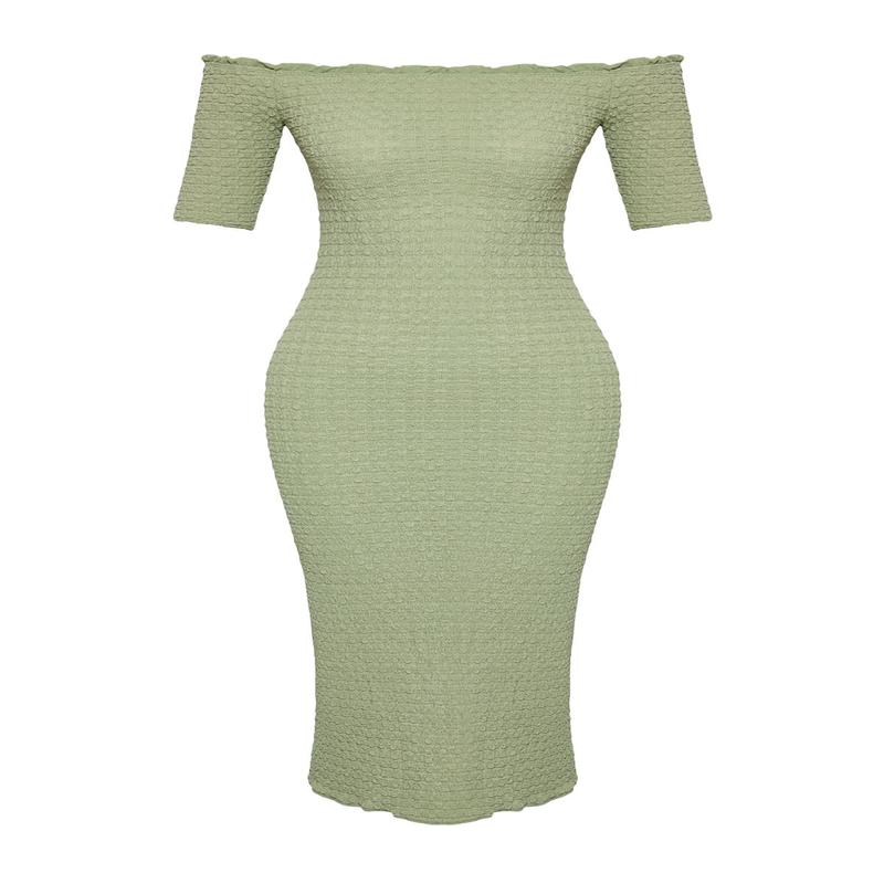 Women's Plain Midi Three-Quarter Sleeve Evening / Daily Slim Dress