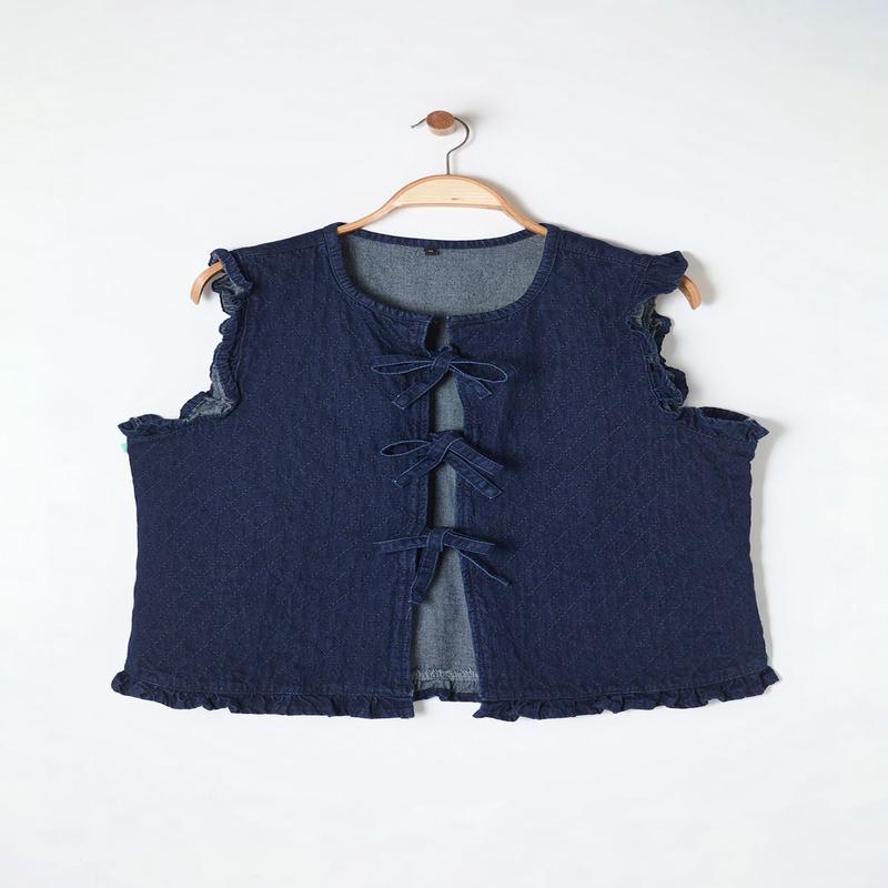 Curve Women's Navy Blue Plain Sleeveless Regular Plus Size Vest