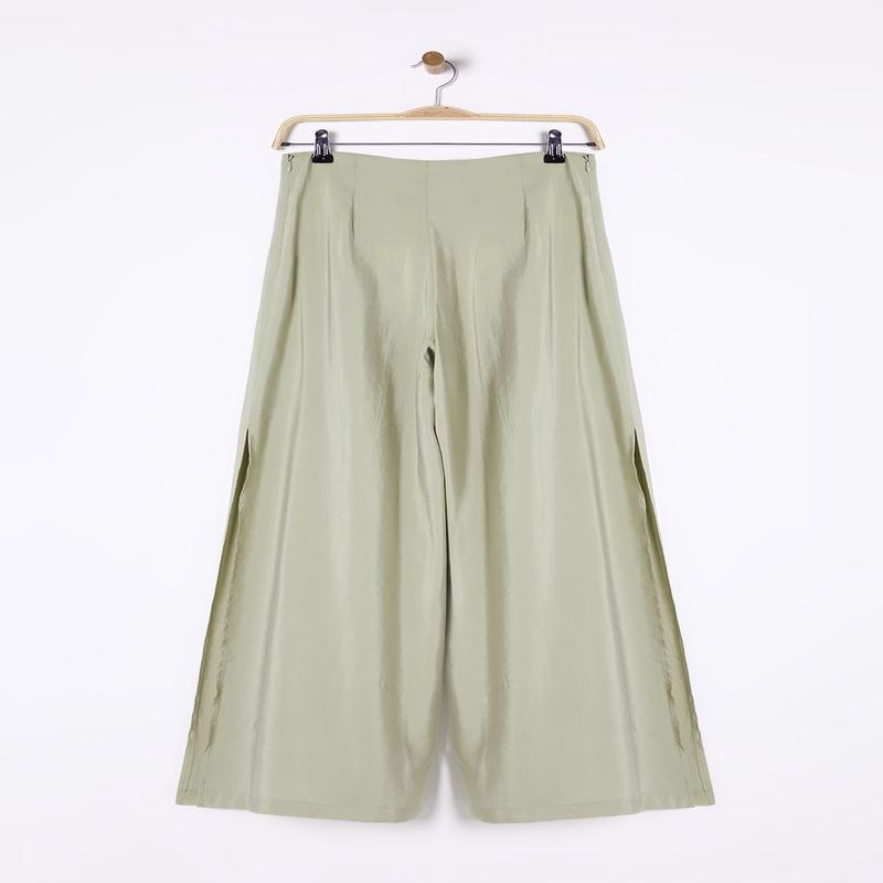Women's Green Straight High Waist Trousers