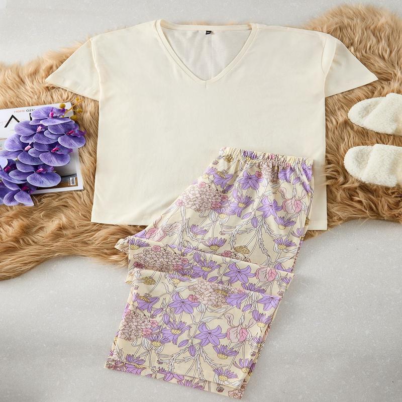 Curve Women's Gelb Flowering Short Regular Plus Size Pajama Set