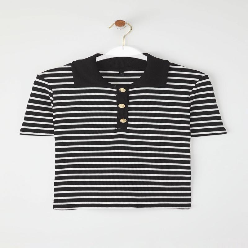 Women's Striped Short Slim Blouse
